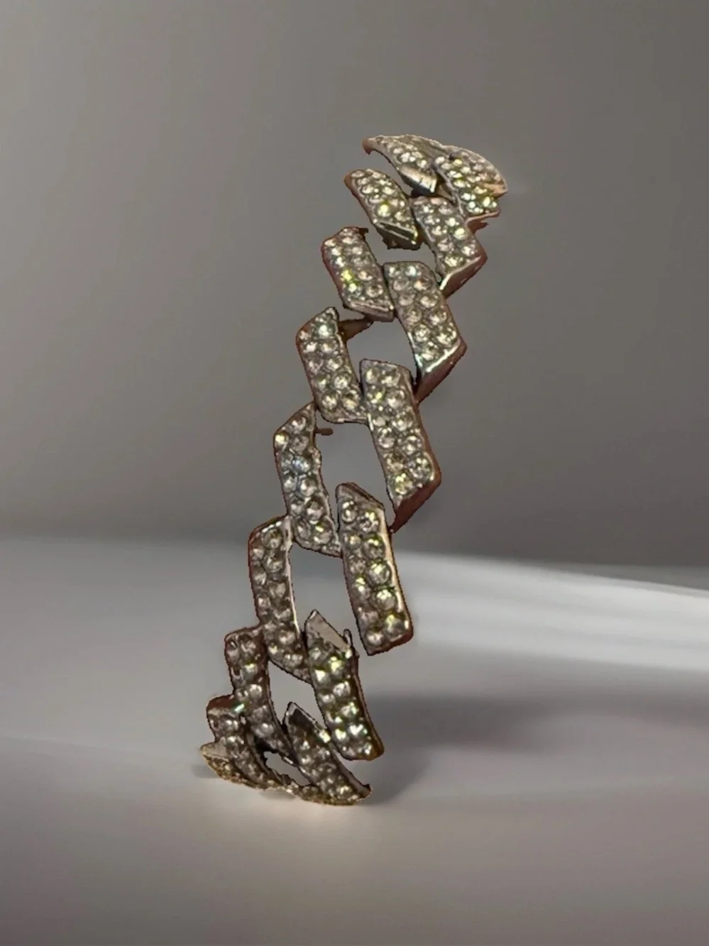 Silver Tone Cuban Link Chain Bracelet with Box Clasp Chain Style